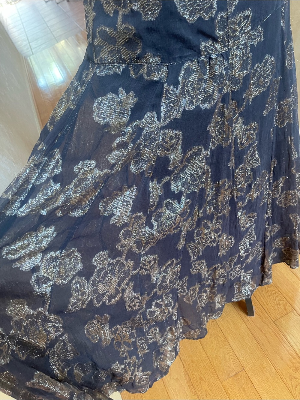Free People Holding on convertible black and gold foil flowers maxi dress Sz S - Picture 9 of 17